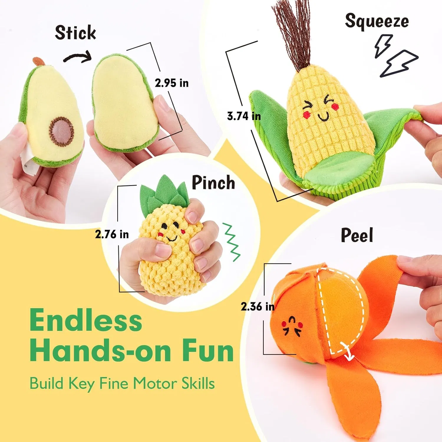 Juguetes de personajes de frutas y verduras de felpa adorables para niños
