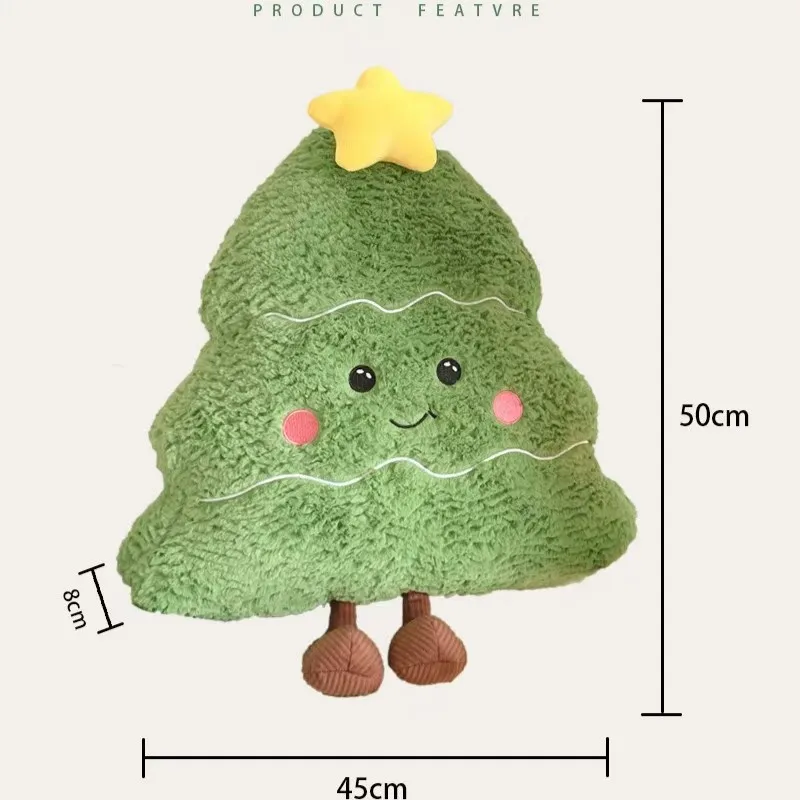 20" Gran Almohada de Juguete de Navidad de Peluche Suave en Forma de Árbol