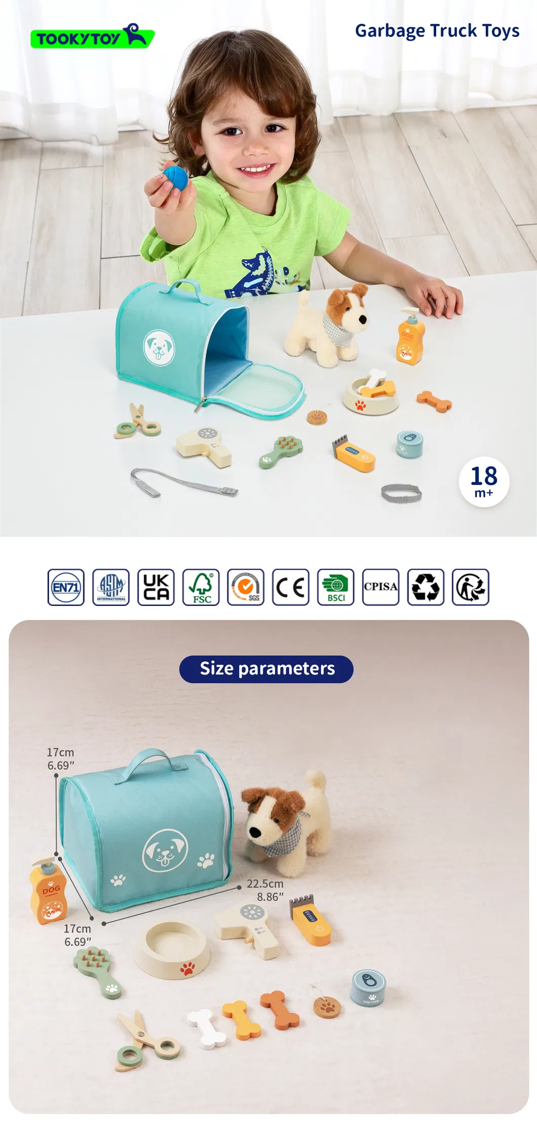 Conjunto de Cuidado de Mascotas de Madera y Peluche Montessori Juguetes Educativos Tempranos para Niños