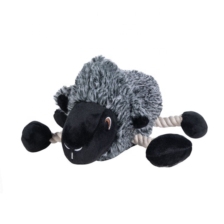 Juguete de perro de peluche de oveja encantadora con cuerda, chirriante, para cachorros de razas medianas y grandes