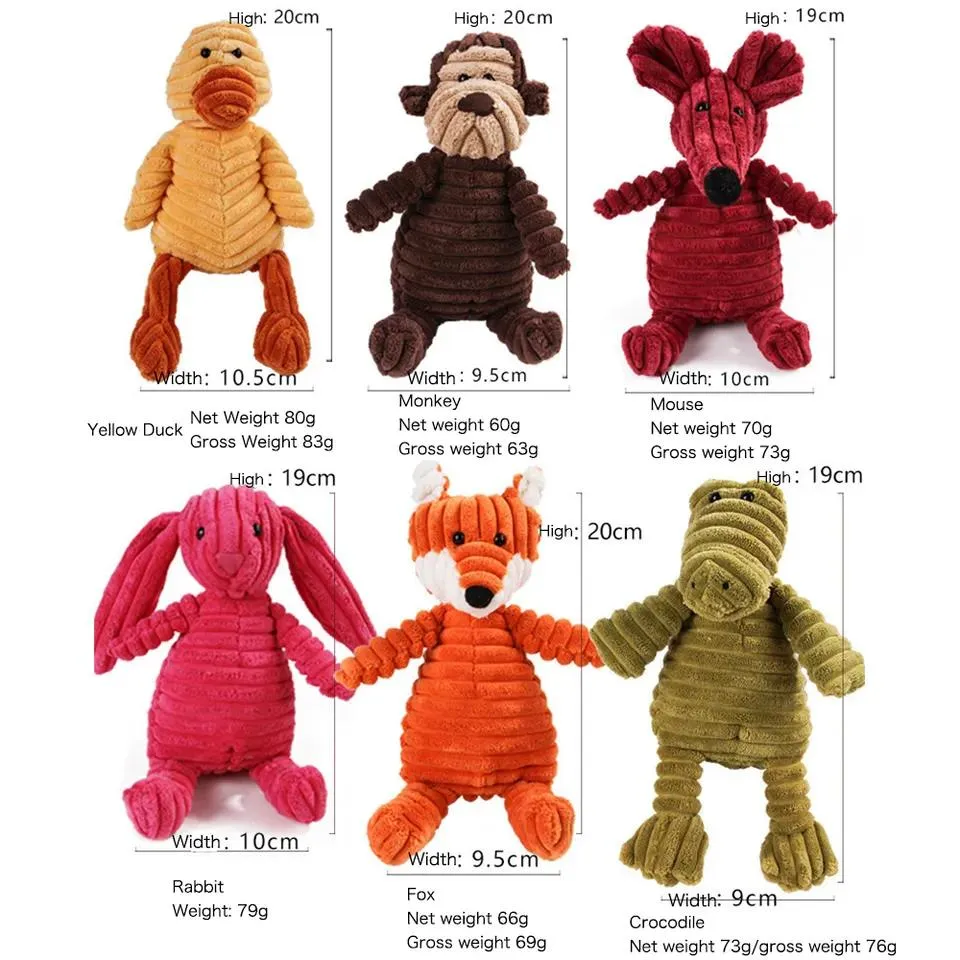 Juguete de zorro de color naranja, animal de peluche interactivo para masticar, limpieza de dientes y diversión