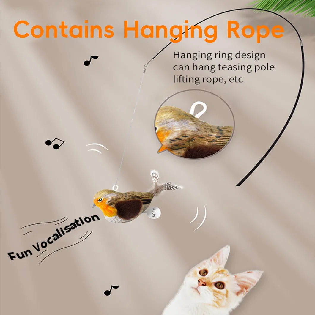 Juguete de pájaro de felpa que aletea para gatos, juguete interactivo para gatos