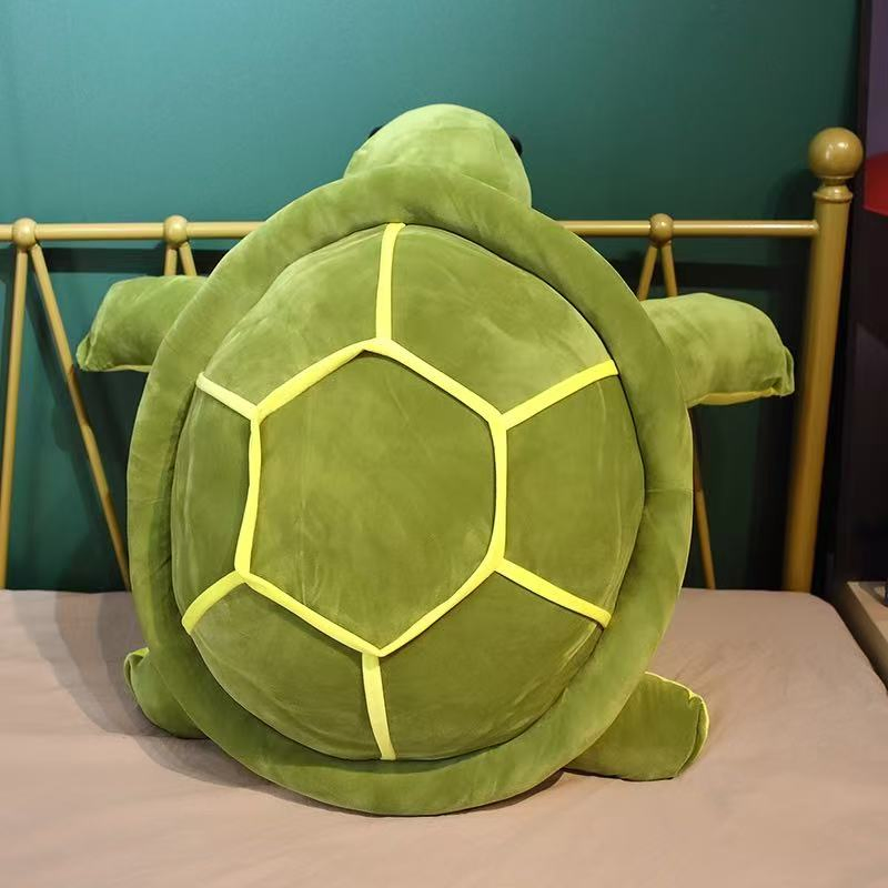 Animales de peluche grandes de tortuga verde al por mayor, almohadas suaves de dibujos animados, respaldo de peluche, juguetes de animales de peluche