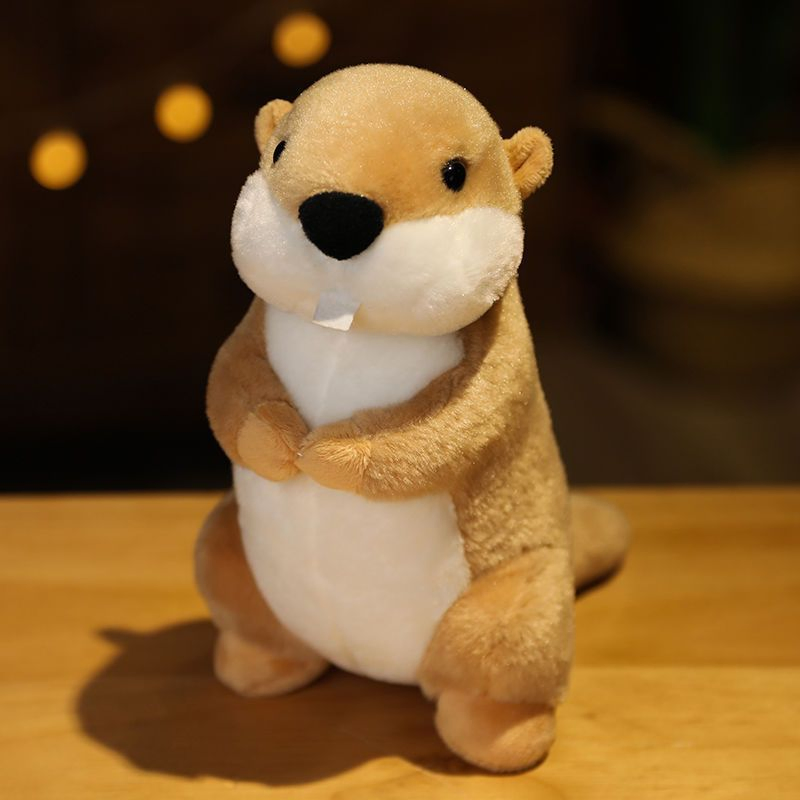 Precio al por mayor muñeca personalizada diseño personalizado juguetes super suaves simulación realista tamaño pequeño lindo peluche de marmota marrón fábrica de juguetes