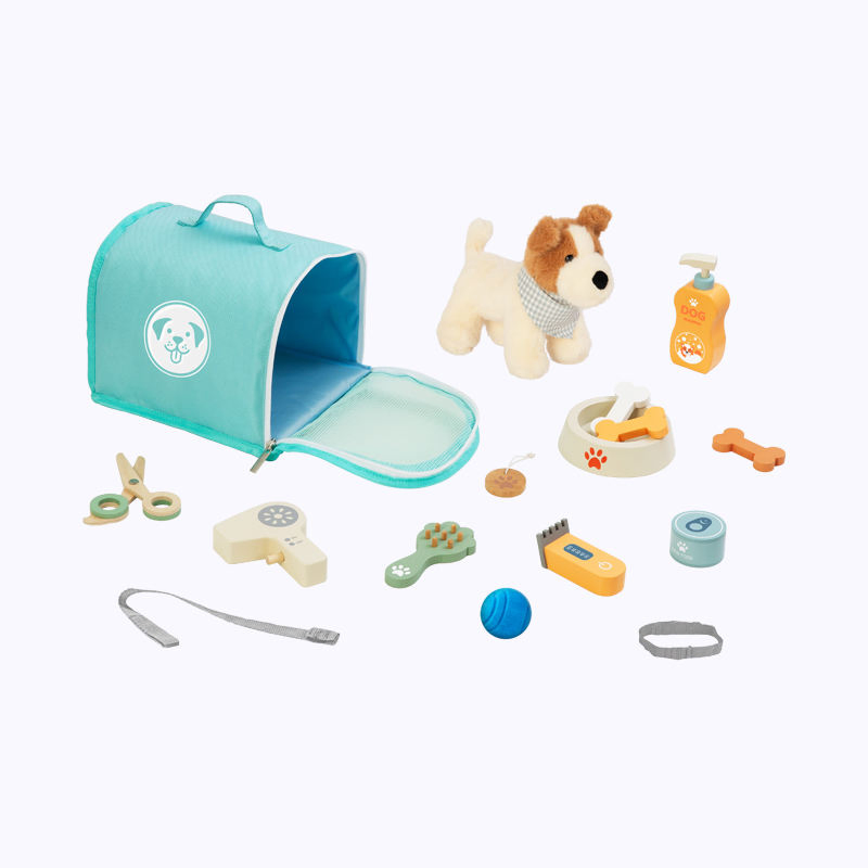 Conjunto de Cuidado de Mascotas de Madera y Peluche Montessori Juguetes Educativos Tempranos para Niños