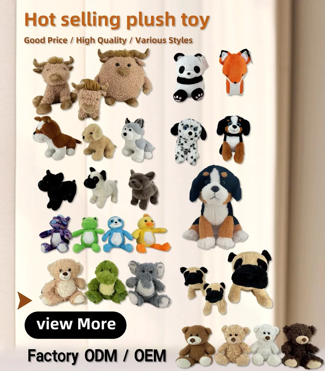OEM ODM Muñeco de peluche personalizado de oso lindo y caricaturesco, juguete de animal de peluche personalizado