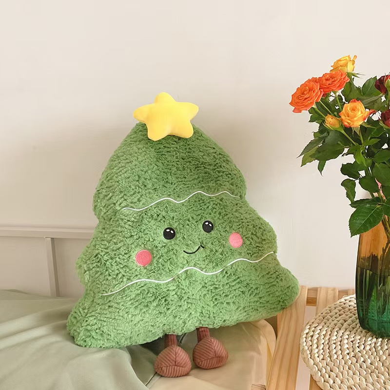 20" Gran Almohada de Juguete de Navidad de Peluche Suave en Forma de Árbol