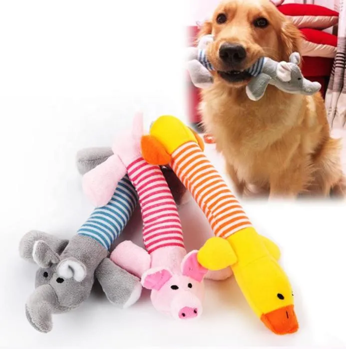 Juguetes de peluche interactivos de forma de animal con sonido para perros, masticables y chirriantes