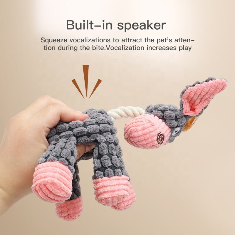 Juguete interactivo de peluche en forma de animal popular con sonido para masticar perros