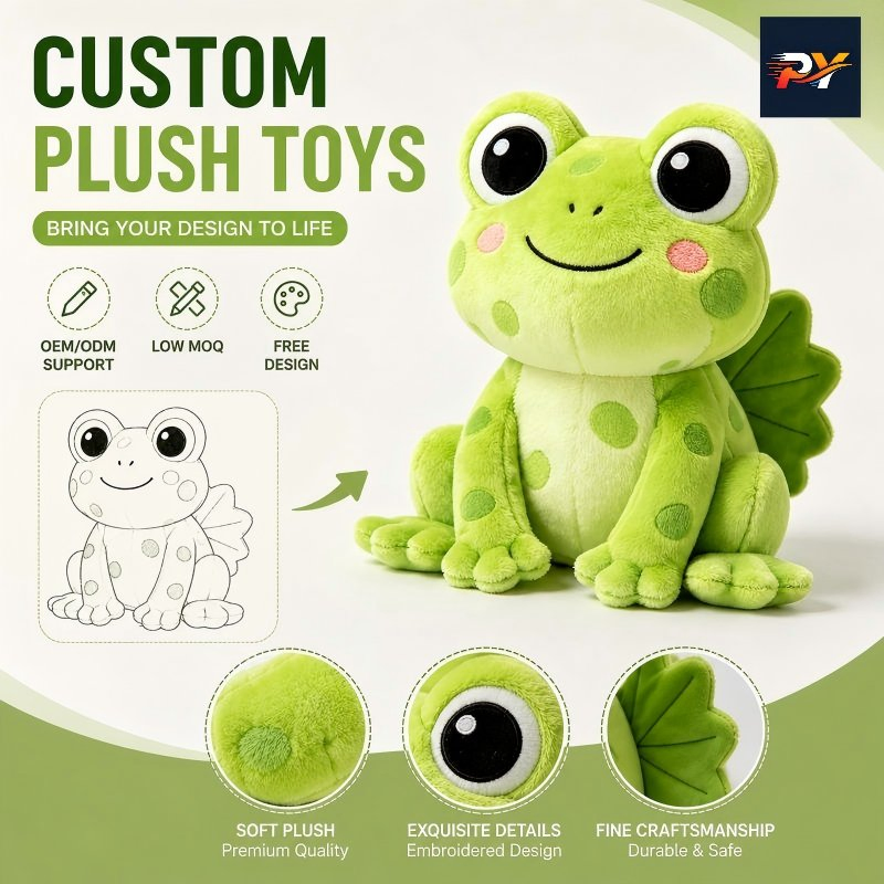 Muñeco de peluche personalizado sin piezas pequeñas, rana de peluche, animal de peluche para la temporada navideña