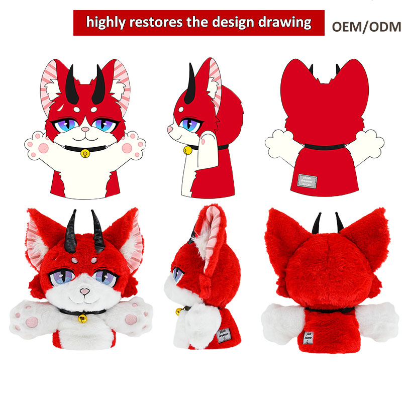 Guantes de cabeza de mascota de dibujos animados personalizados, personajes de marionetas de mano, disfraz de peluche, patas de cosplay de pelaje, juguete educativo