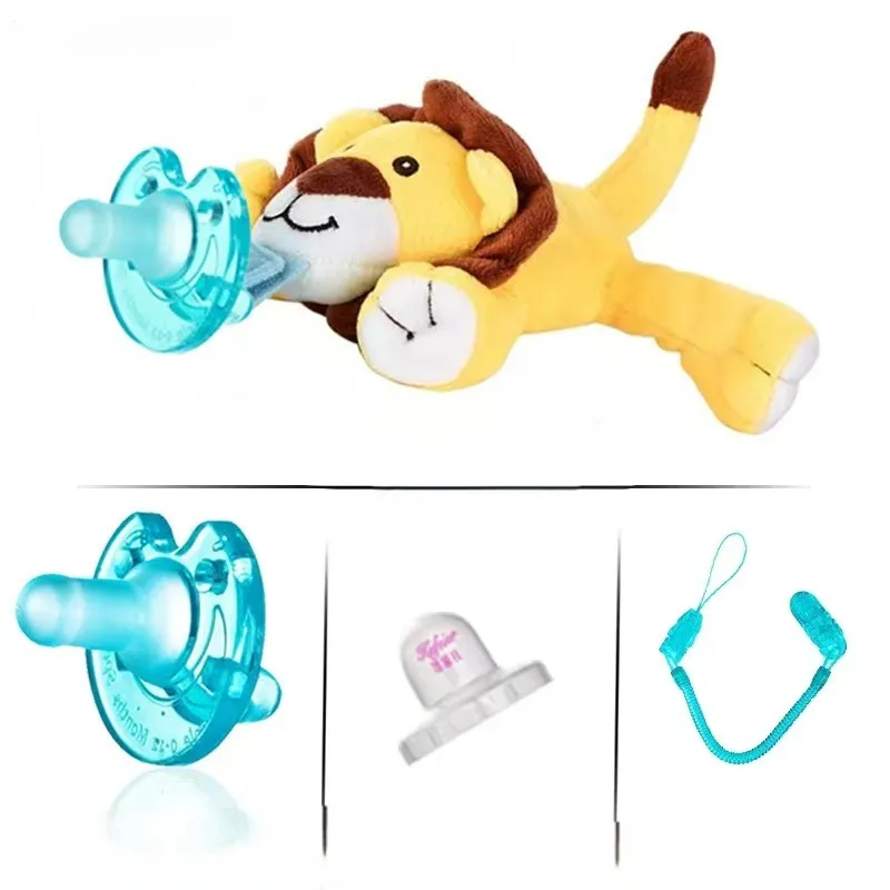 2025 Juguete de peluche de delfín con chupete de silicona pura azul bebé