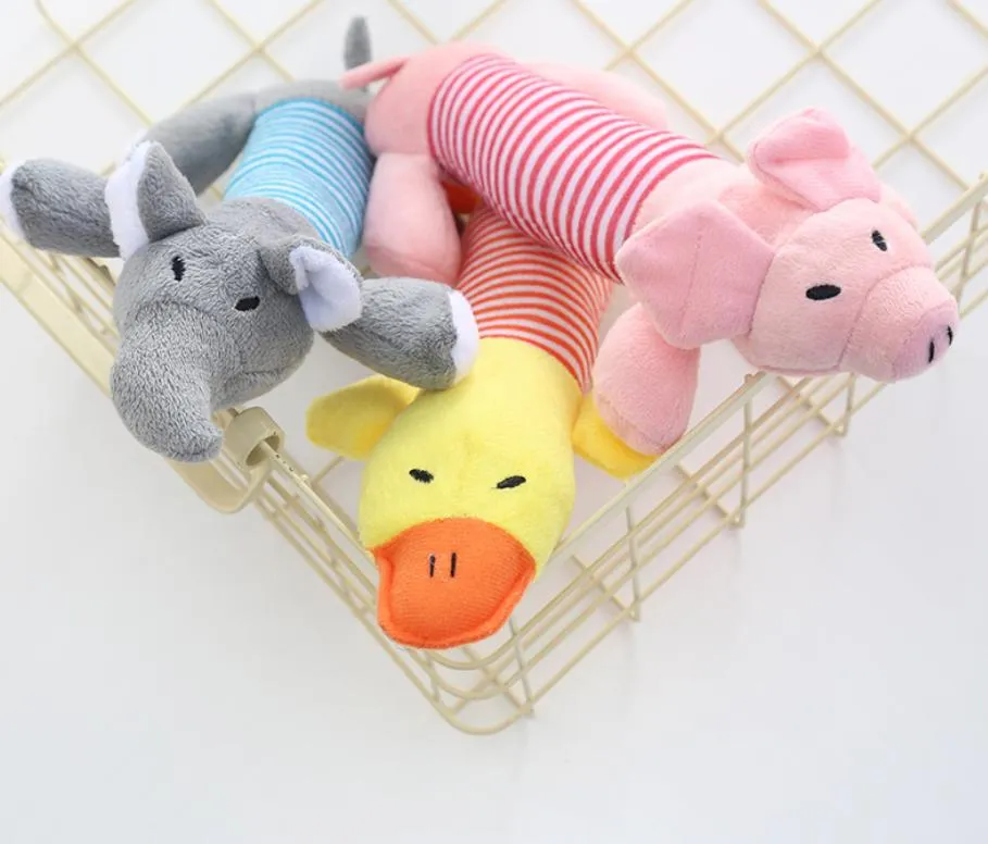Juguetes de peluche interactivos de forma de animal con sonido para perros, masticables y chirriantes