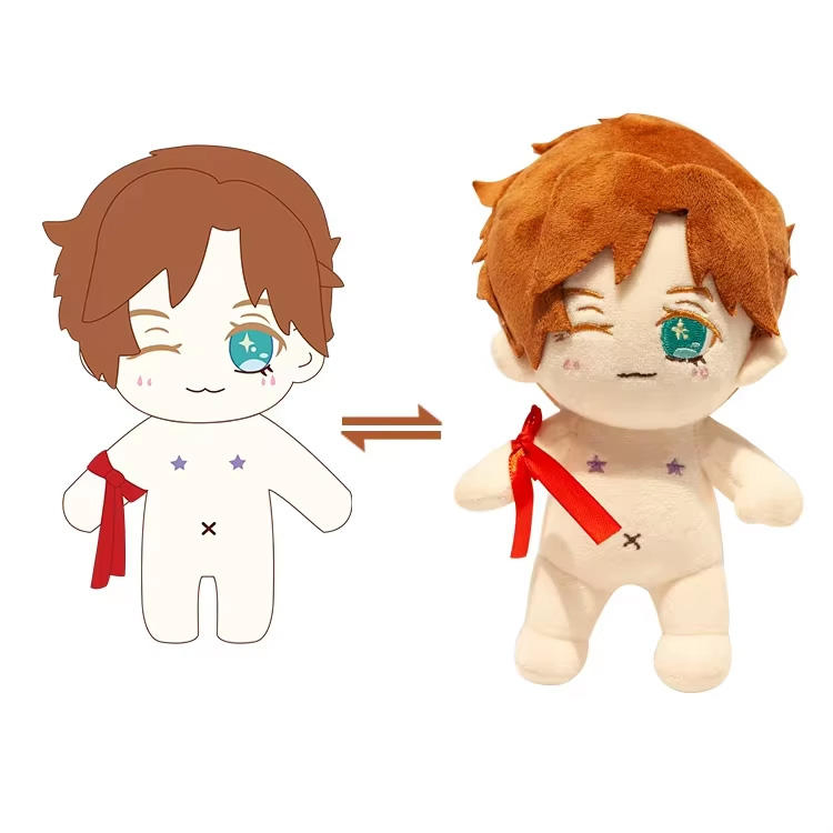 Juguetes de peluche de algodón orgánico personalizados, muñeca suave de bordado en forma de estrella para regalo, llavero de oso relleno de algodón PP y bolsa de estilo lindo