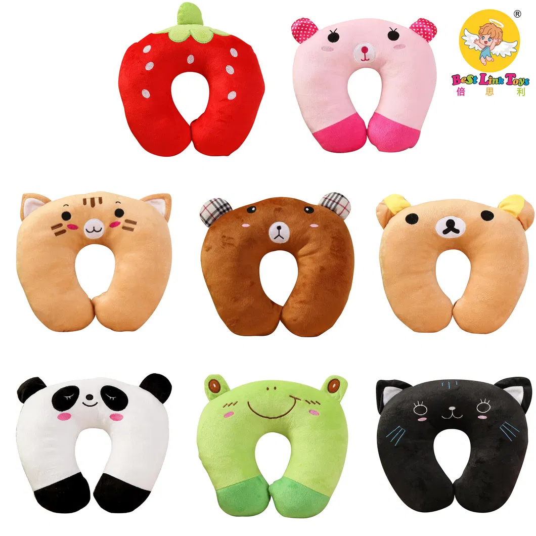Juguetes de peluche en forma de U, almohadas de viaje de animales