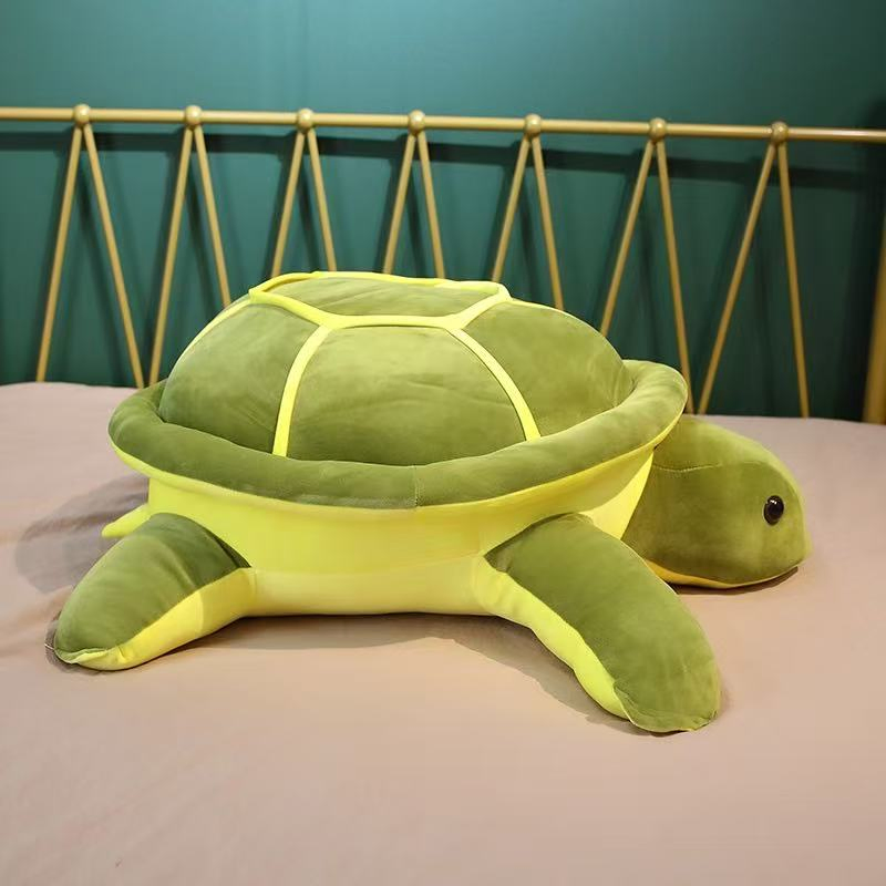 Animales de peluche grandes de tortuga verde al por mayor, almohadas suaves de dibujos animados, respaldo de peluche, juguetes de animales de peluche
