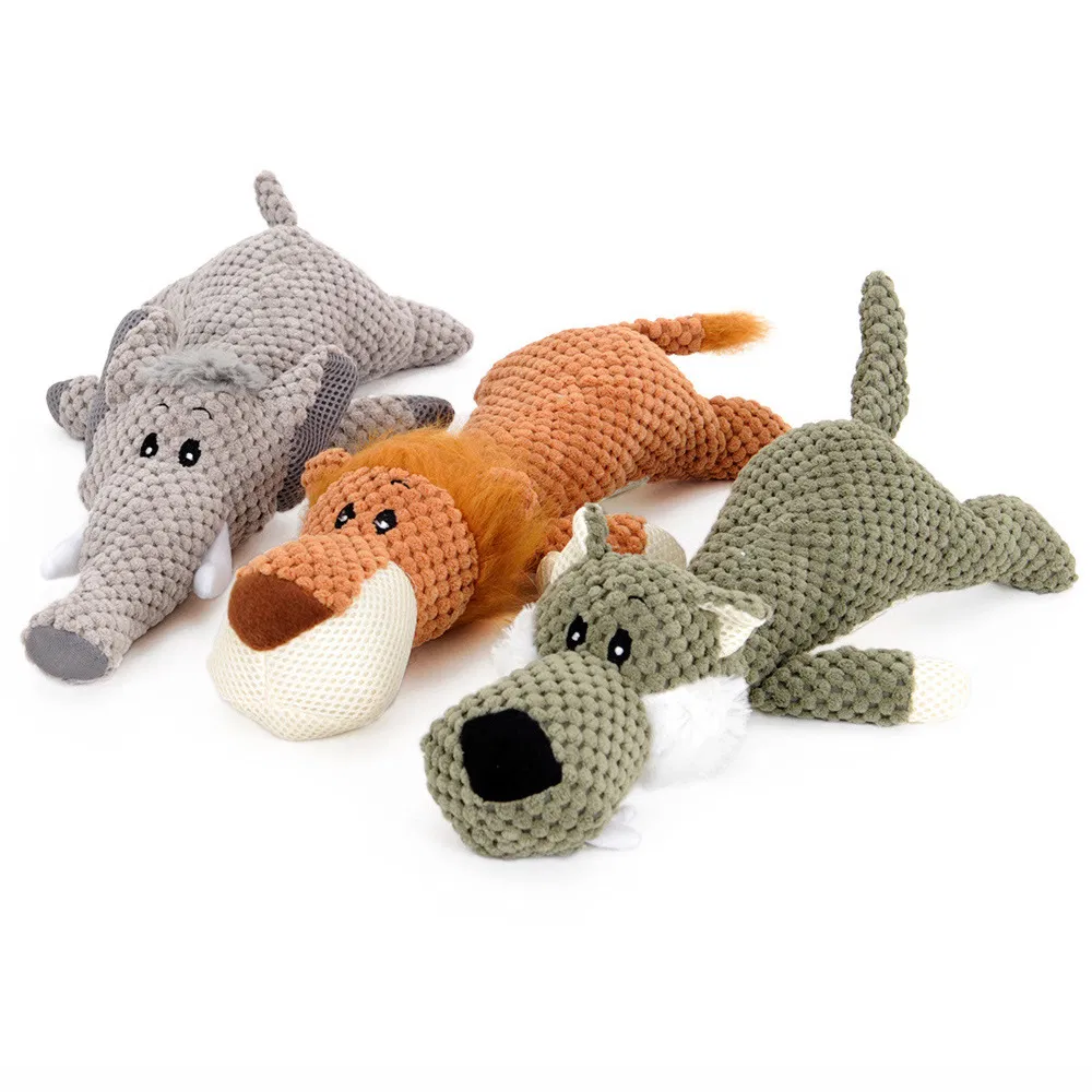 Juguete de perro indestructible de forma de animal, suave, chirriante, para masticar y jugar