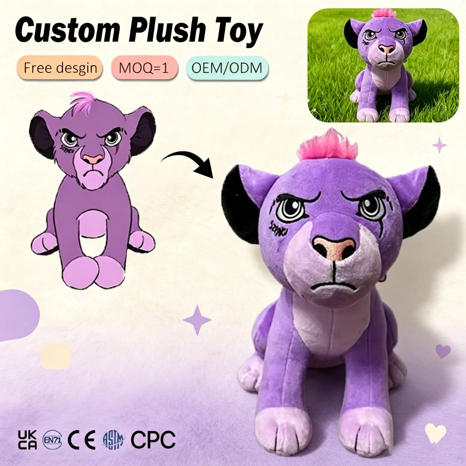 CE CPC ODM Juguete de felpa ponderado personalizado de alta calidad terapéutico para aliviar la ansiedad león musical juguetes suaves para niños