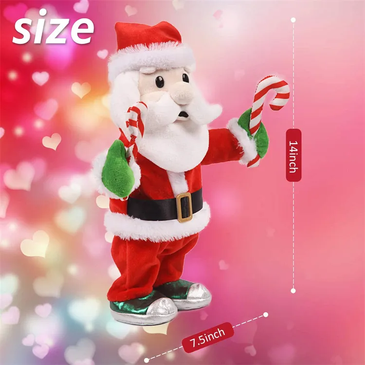 Navidad LED Papá Noel 14inches Animado Eléctrico de Peluche Juguetes Musicales de Regalo