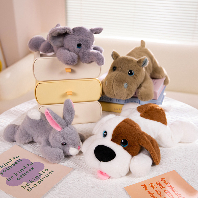 Precio mayorista fabricante OEM juguetes de peluche personalizados velboa suave peluche perro elefante conejo hipopótamo conejo animales de peluche con peso fábrica