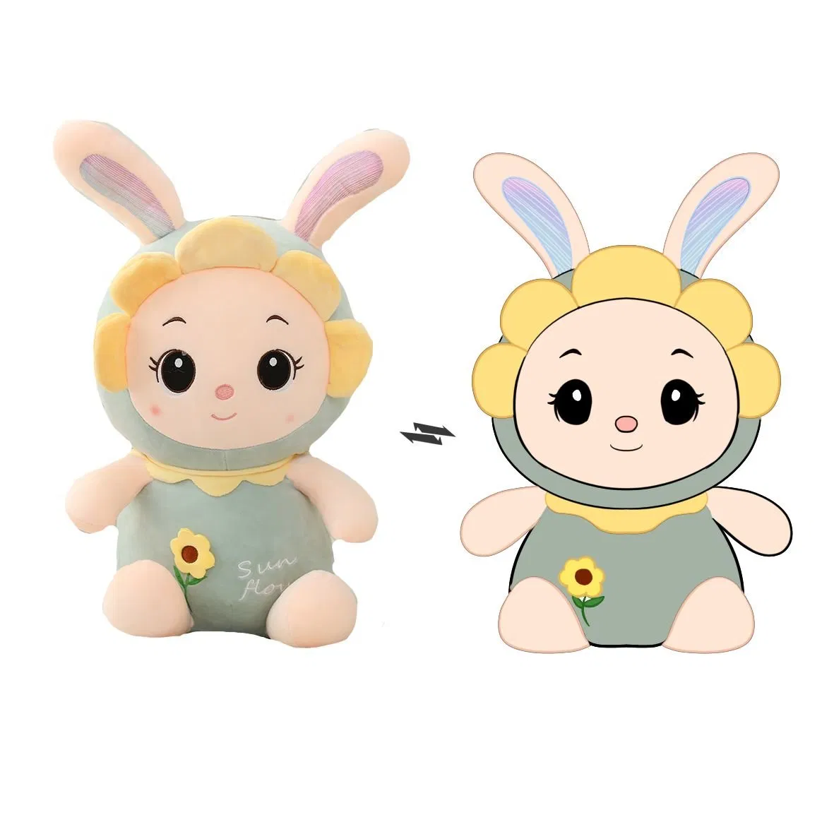 OEM Conejo de Flores Personalizado Peluche Hecho a Medida Conejito de Girasol Muñeco de Peluche Adorable