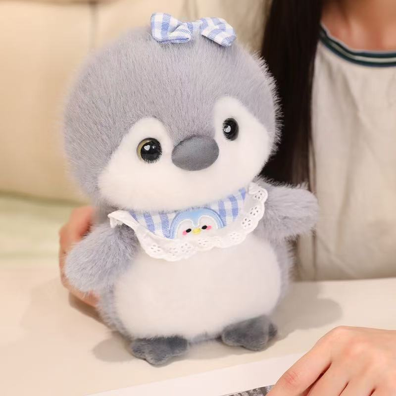 Pingüino de peluche personalizado con bufanda diseño personalizado juguete suave de pingüino