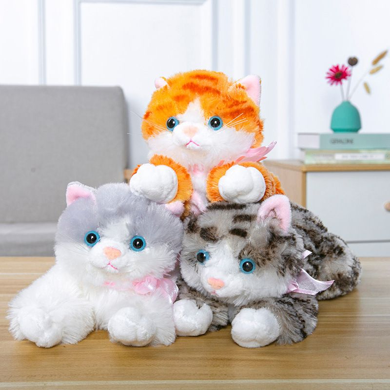 Precios al por mayor Regalos de cumpleaños personalizados para niños Juguetes de felpa de gatos realistas y suaves, diseño personalizado, fábrica
