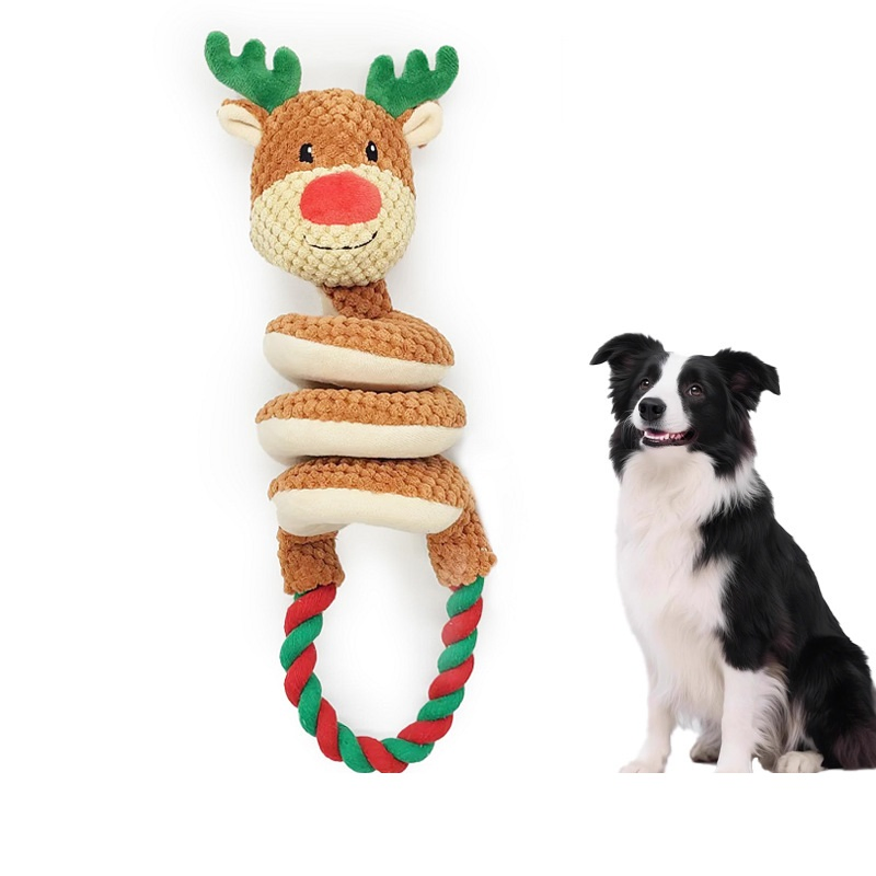Juguetes navideños de felpa para perros con sonido interactivo para diversión cognitiva