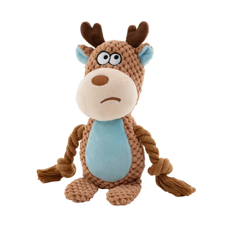 Juguetes de masticar de felpa ecológicos para perros con squeaker y cuerda