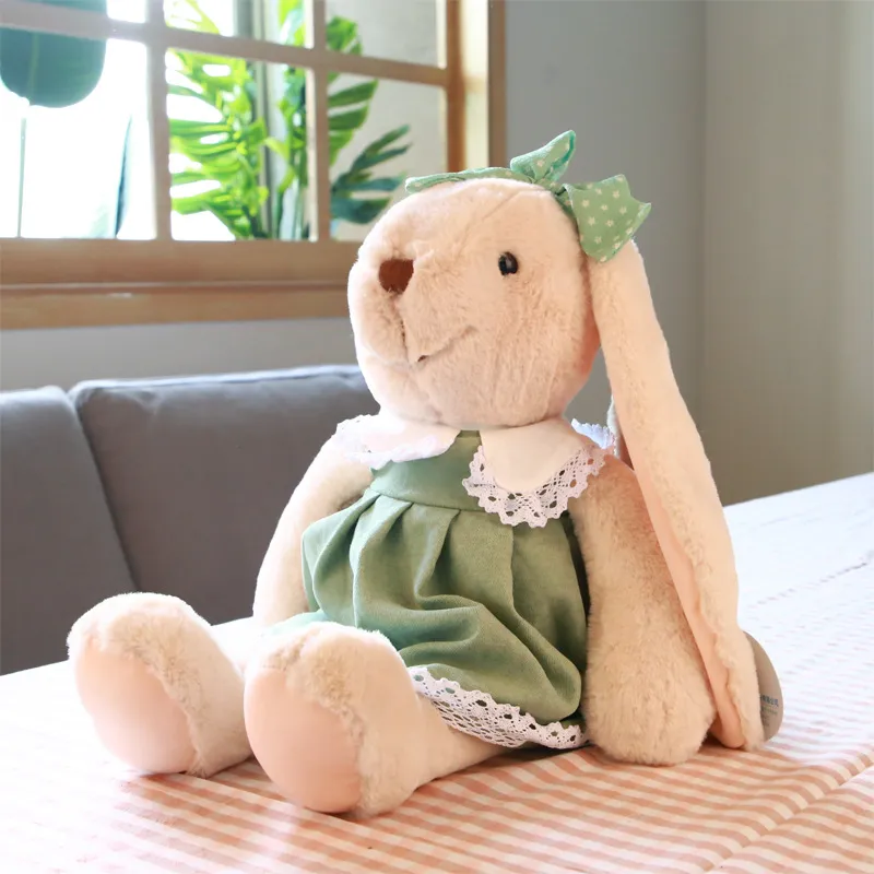 Conejo de peluche largo y suave en colores rosa, azul y verde, personalizado, juguetes para niños