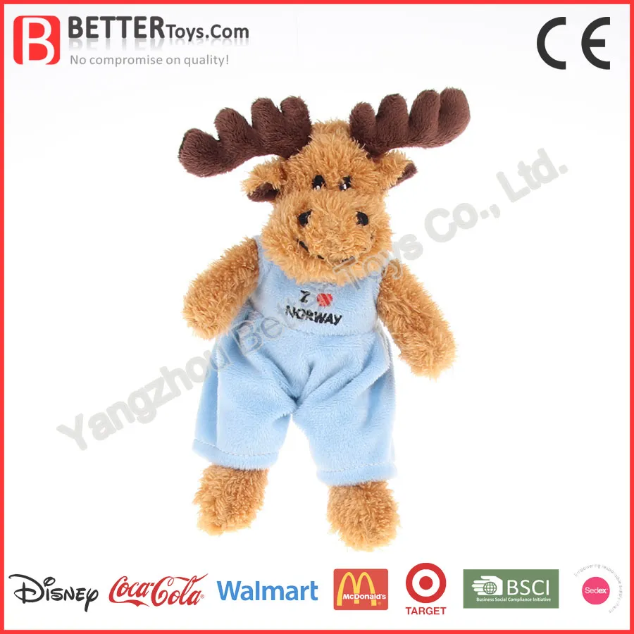 Promoción de colgante navideño, regalo de mini juguete de reno de felpa con sudadera
