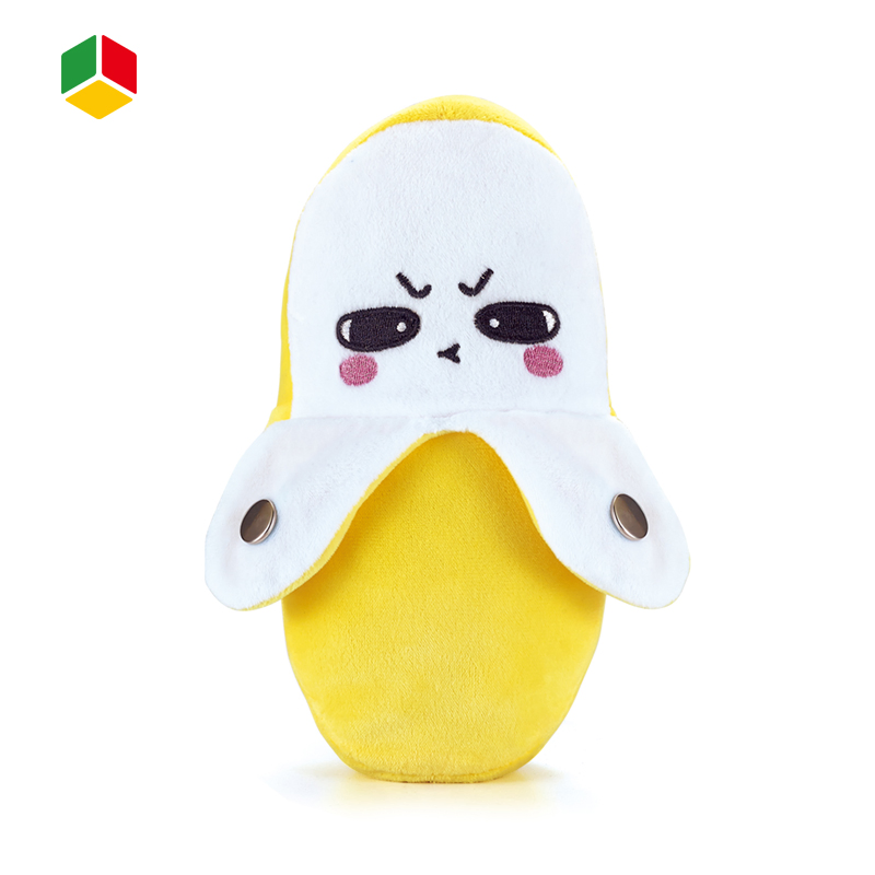 Juguetes musicales interactivos para bebés QS OEM, muñeco de plátano de felpa que suena con música eléctrica divertida, juguetes de piano con inducción de toque
