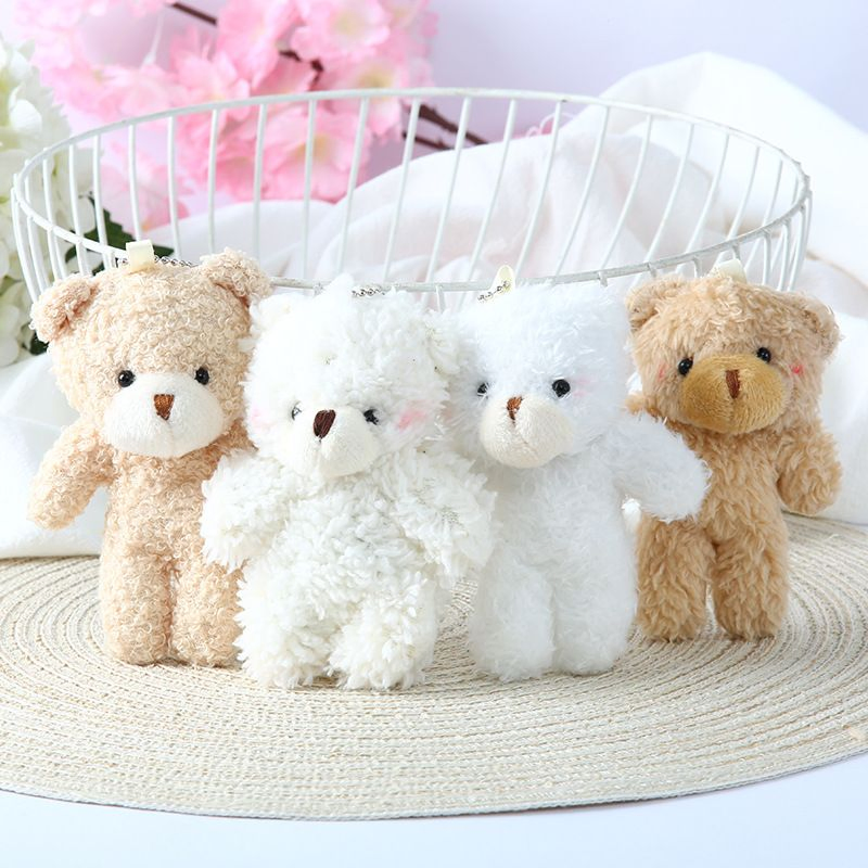 Llave personalizada de precio mayorista, colgante de bolso, diseño personalizado, juguetes súper suaves 12cm, pequeño mini oso de peluche blanco, lindo y encantador, fábrica de peluches de dibujos animados