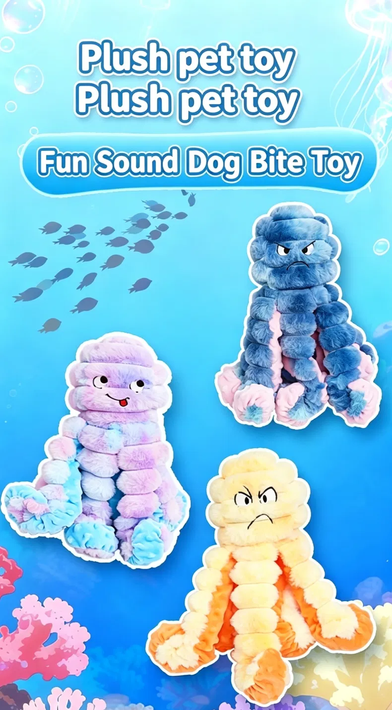 Nuevo Precio Mayorista Juguete de Morder de Peluche Squeakey Interactivo para Perros Octopus