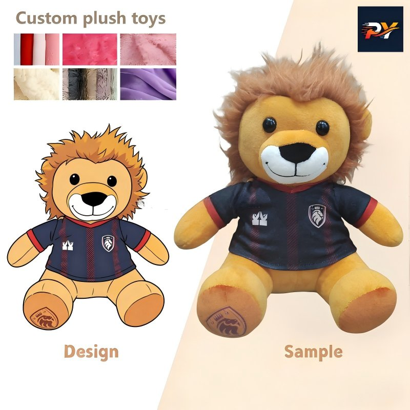Juguete de peluche personalizado de león súper suave con relleno de algodón PP, mascota de algodón orgánico, personalización 100PCS muñeca de regalo para baby shower