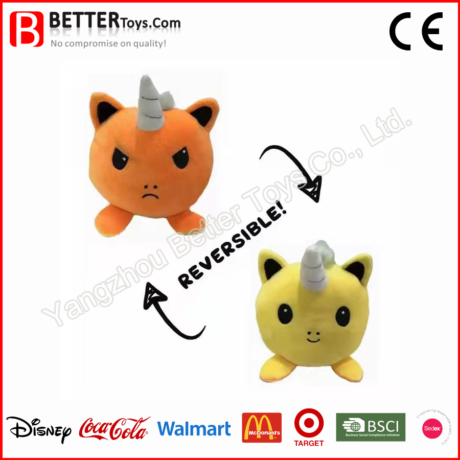 Juguete de peluche reversible de unicornio ASTM para niños, juguete suave para niños