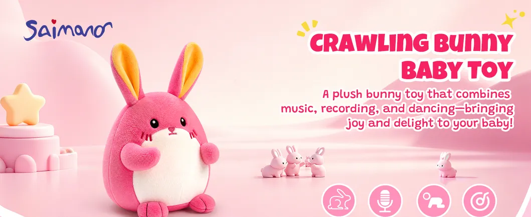 Juguete Musical de Conejo Rosa que Gatea, Regalo Adorable para Bebés 1-3 48 Canciones y Grabación, Juguete de Peluche Musical Interactivo, Juguete Recargable para Bebés, Juguete Sensorial para B