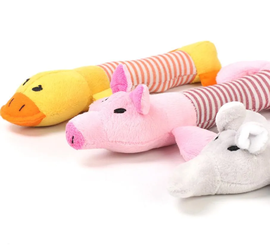 Juguetes de peluche interactivos de forma de animal con sonido para perros, masticables y chirriantes