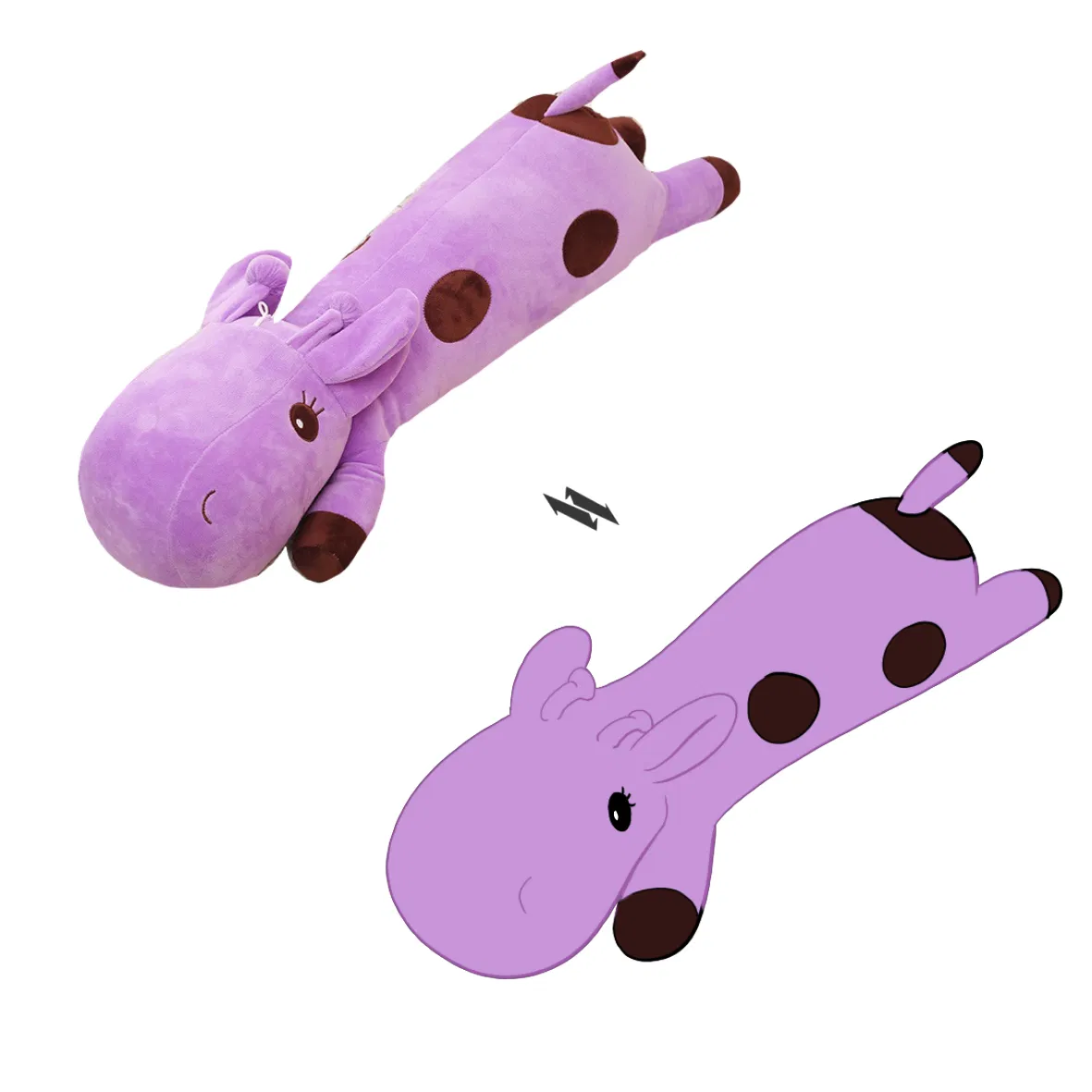Almohada de cuerpo largo para dormir en forma de animal, juguete de peluche relleno de algodón