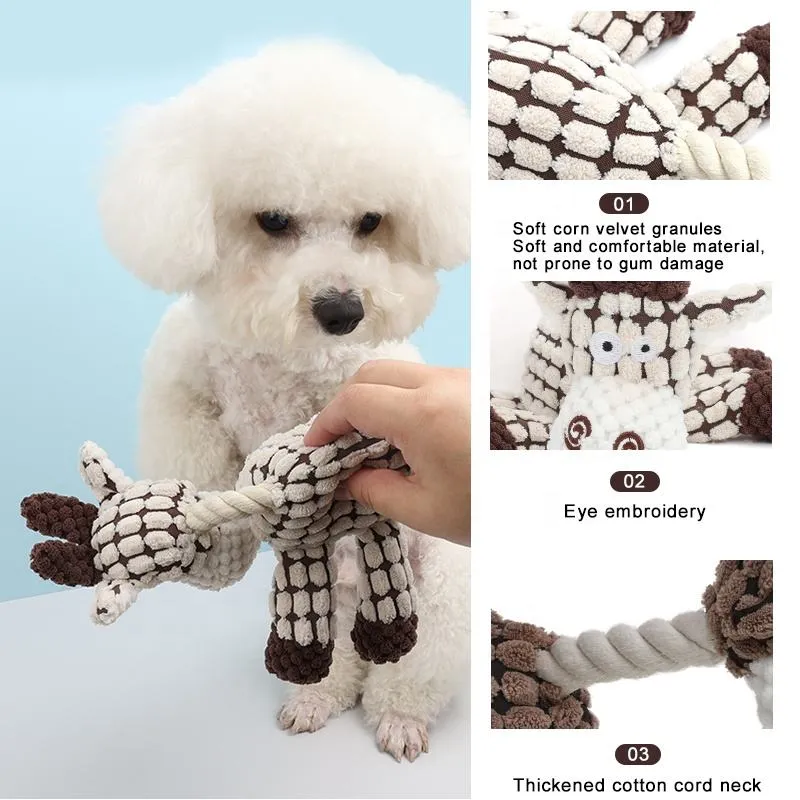 Juguete interactivo de peluche en forma de animal popular con sonido para masticar perros