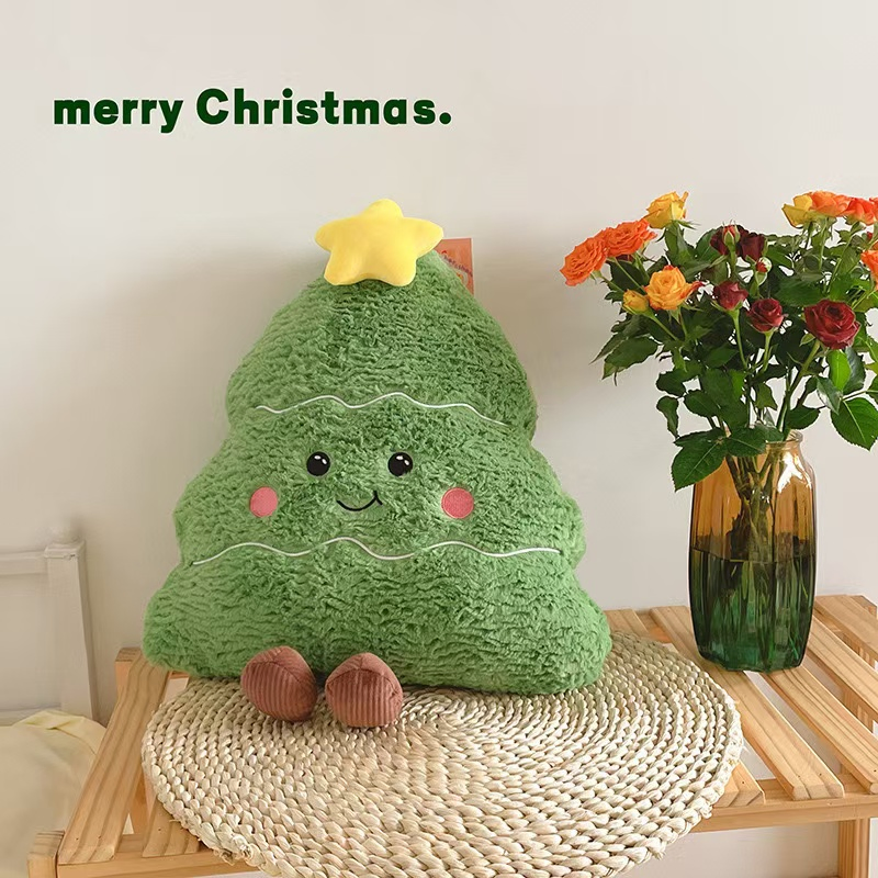 20" Gran Almohada de Juguete de Navidad de Peluche Suave en Forma de Árbol