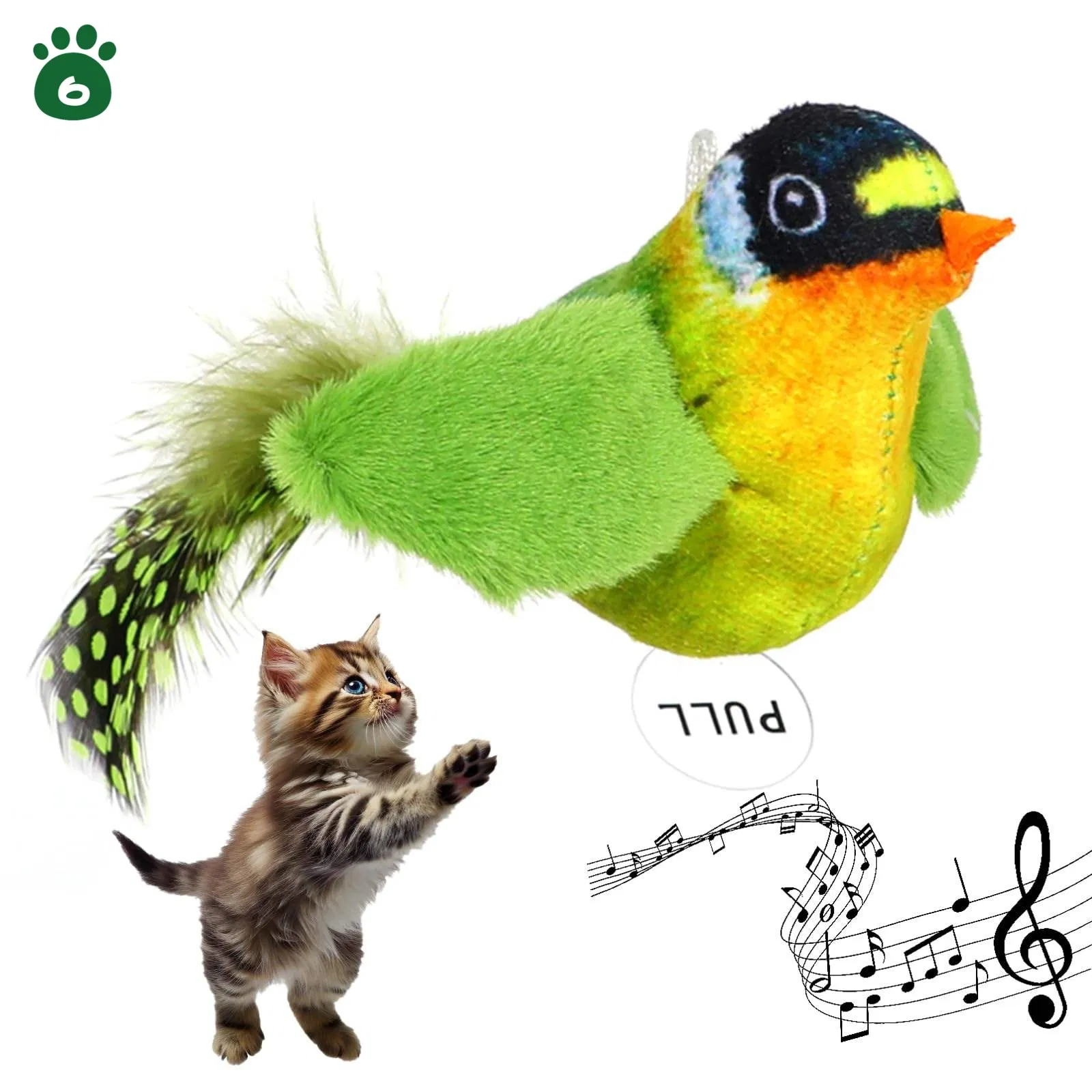 Juguete de pájaro de felpa que aletea para gatos, juguete interactivo para gatos