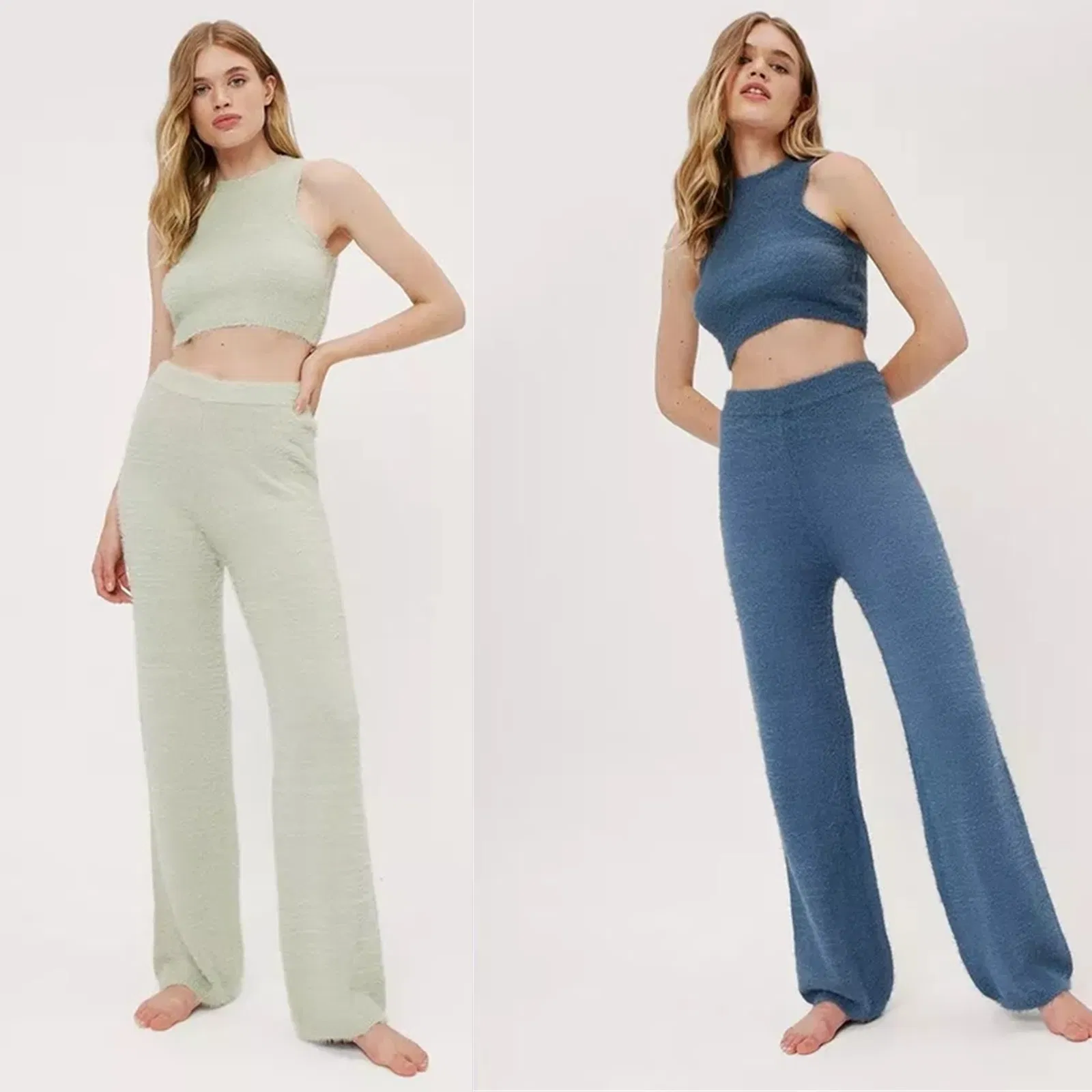 China Supplier Guangzhou Factory Wholesale Bulk Hot Popular Fluffy Relaxed Knitted Women Leisure Household Women Loungewear