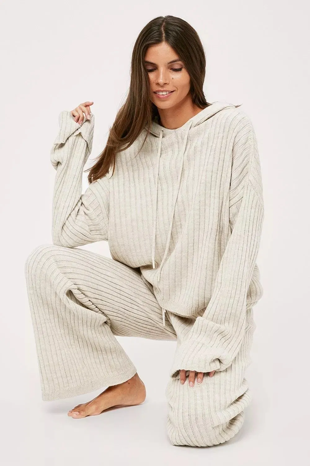 Manufacturer China Good Quality Long Sleeves Relaxed Knitted Women Leisure Household Women Loungewear