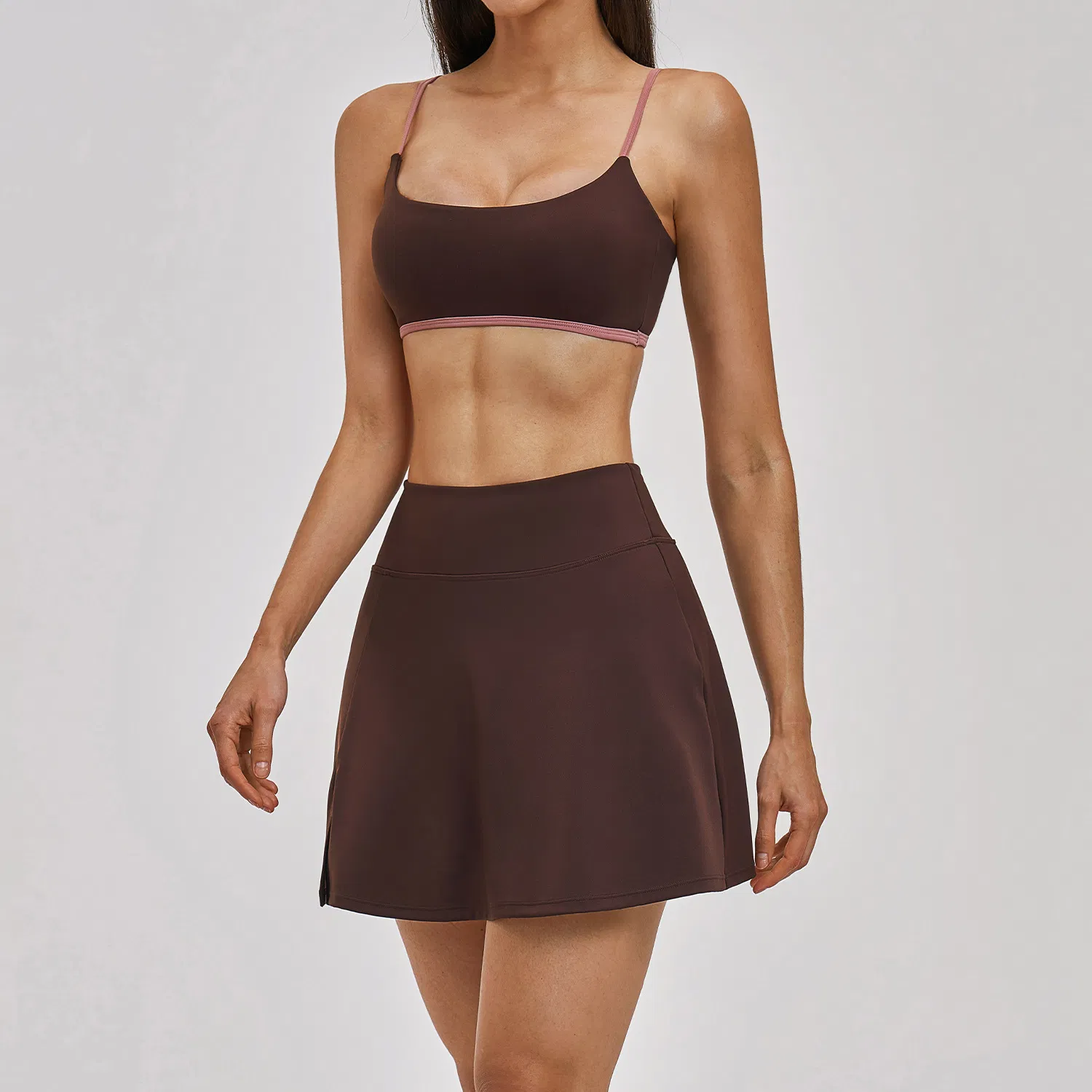 Women New Bare Feel Backless Sports Bra Skirt Set Tennis Running Yoga Quick Dry Casual Outdoor Fitness Wear