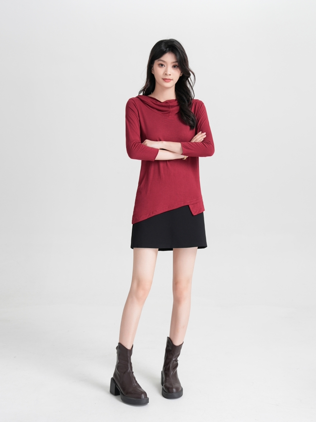 Lightweight Bamboo Red Women's Hoodie Tee for Everyday Wear