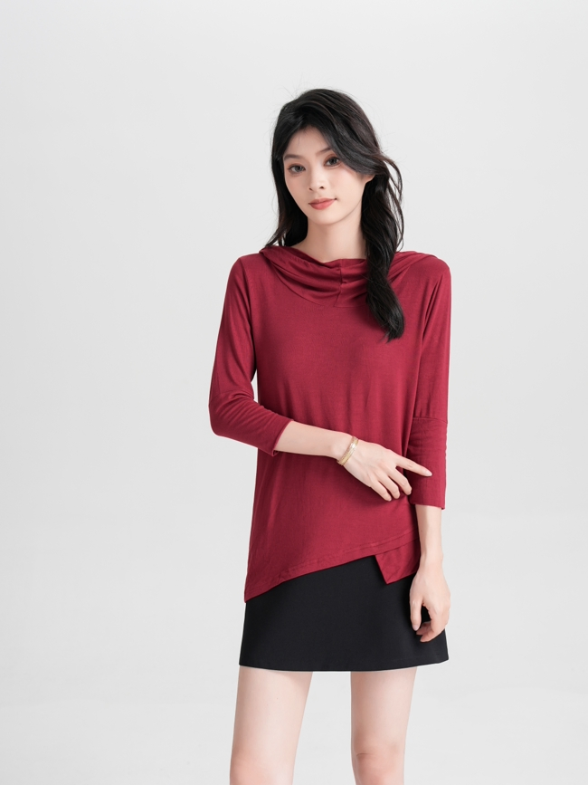 Lightweight Bamboo Red Women's Hoodie Tee for Everyday Wear