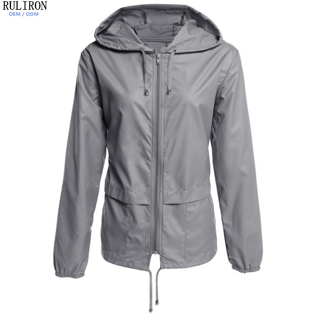 Custom Women's Packable Rain Sports Jacket Lightweight Waterproof Raincoat with Hood Outdoor Rain Gear Travel Hiking Cycling