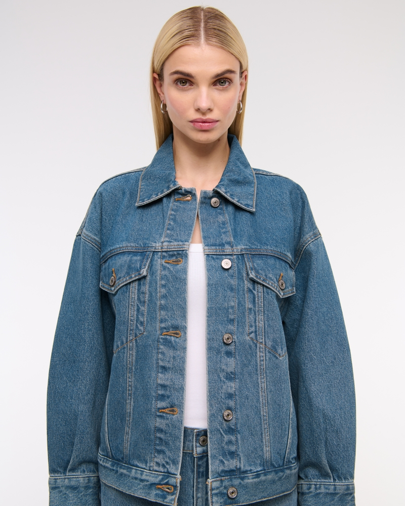 Winter 2025 New American Blue Loose Blank Plain Denim Jeans Jacket Women