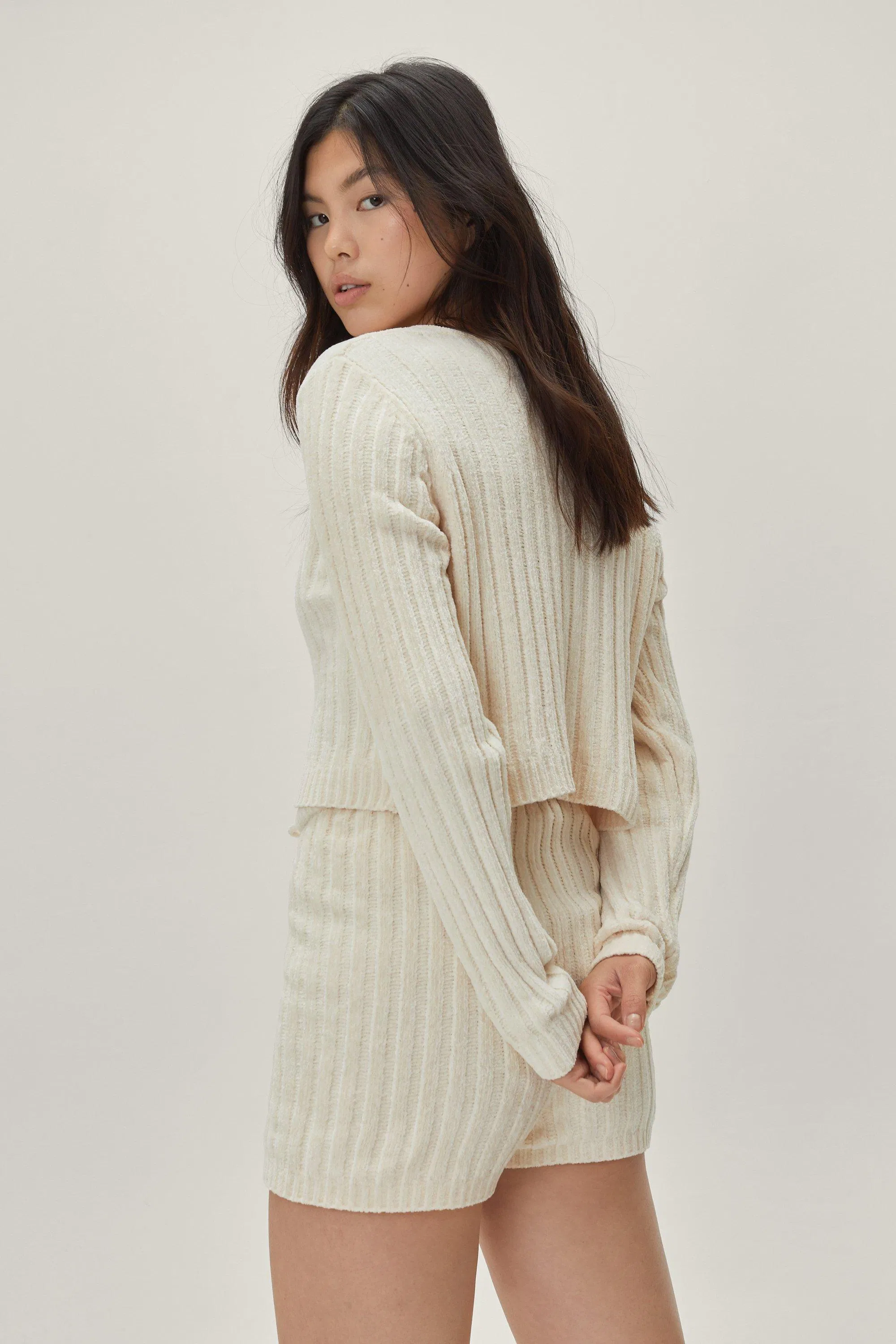 Manufacturer China Good Quality Ribbed Crew Neck Relaxed Knitted Women Leisure Household Women Loungewear